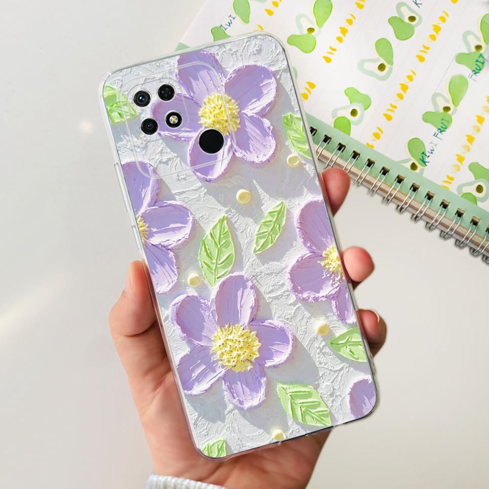 For Cover Xiaomi Redmi 10 10A 10C 2022 Phone Case Butterfly Flower Colorful Girly Funda Transparent Soft TPU Silicone Back Cover