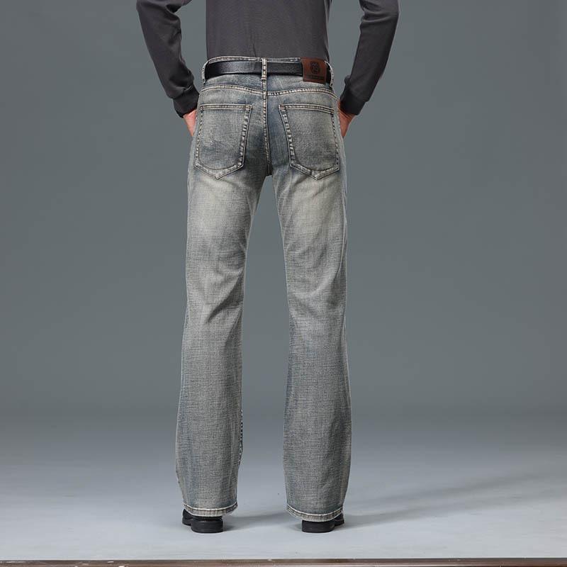 Herren Mid-Rise Loose Stretch Jeans Klassisches Design Schlagjeans