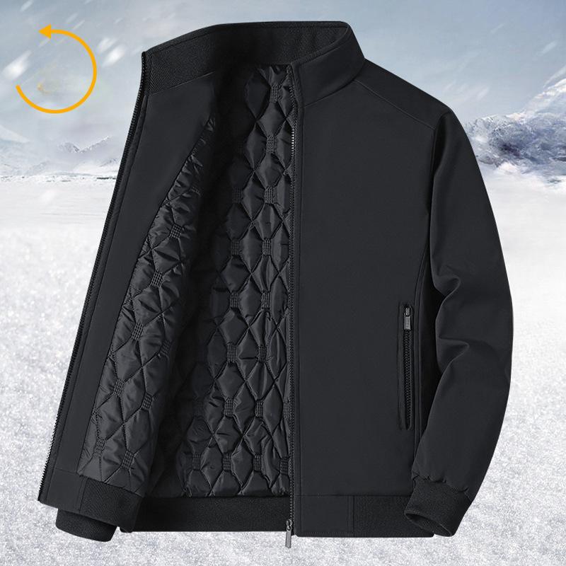 Jacke Herrenjacke mit Baumwolle verdickt Thermisch Stehkragen Oberteil Übergröße Lässig Baumwollgepolsterte Kleidung