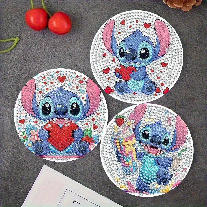 6-teilige/Sets Love and Stitch Diamantmalerei Untersetzer DIY Diamantkunst Untersetzer 5D Vollbohrer Diamantuntersetzer Acryl Rundbecher