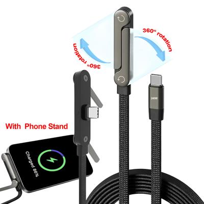 2-in-1 PD Fast Charging Cable Foldable Phone Holder Charger Cord for iPhone Samsung Xiaomi Tablet Laptop + 6A Type-C To USB OTG