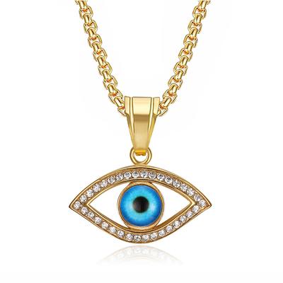 Turecki Niebieski Amulet Oka Przeciw Złu Naszyjniki Damskie Złoty Kolor Stal Nierdzewna Cyrkon Amulet Zawieszka Naszyjnik Dla Kobiet Mężczyzn Biżuteria Prezent