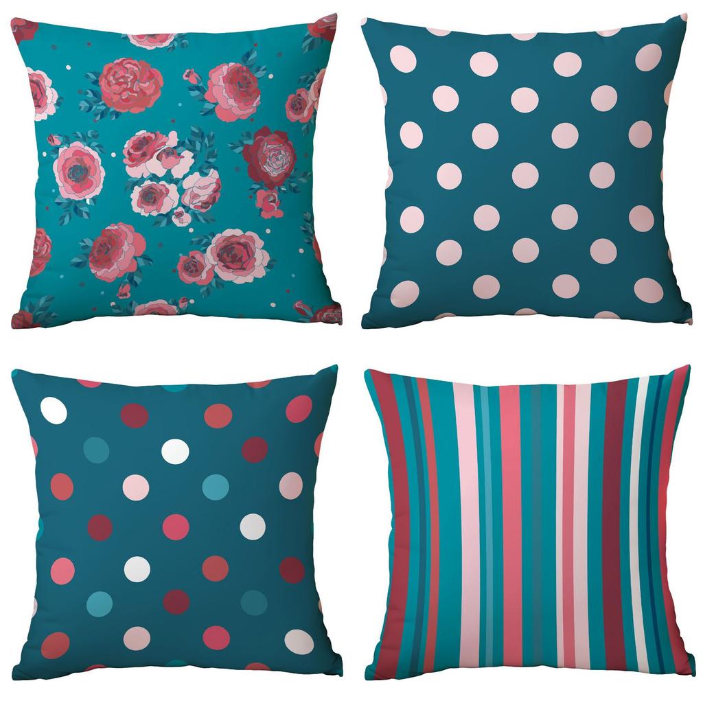 Polyester Colorful Geometric Pillow Case Combination Home Sofa Cushion Pillow Case