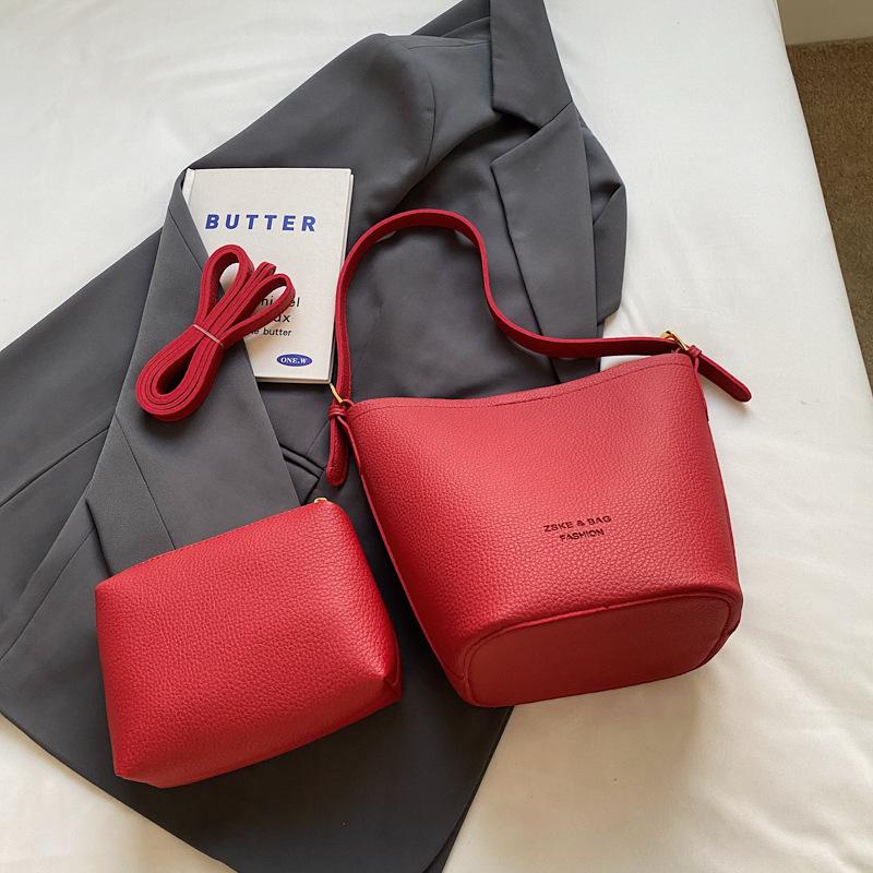 Retro Simple Mother And Child Bag Bucket Bag Women'S Fashion Shoulder Underarm Bag Foreign Style Versatile Messenger Bag