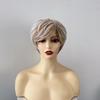Women Natural Short Wavy White Gradient Wig Rose Net Synthetic Curly Wigs