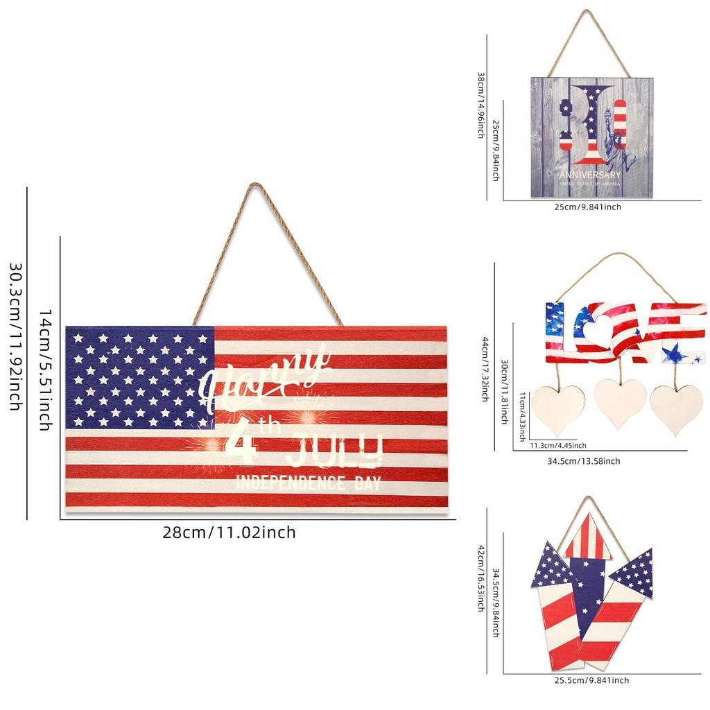 Rustic Heart Shaped Wooden Independence Day Decor With American Flag Motif For Events Holiday