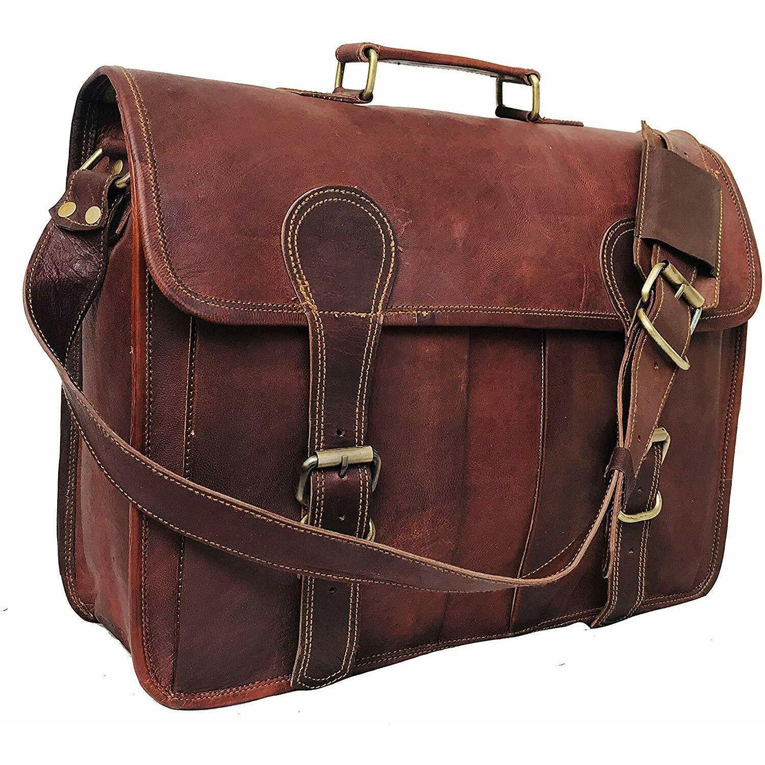 

Мужская кожаная сумка-портфель, деловой портфель, школьная сумка через плечо 12 x 16 x 5 in коричневый