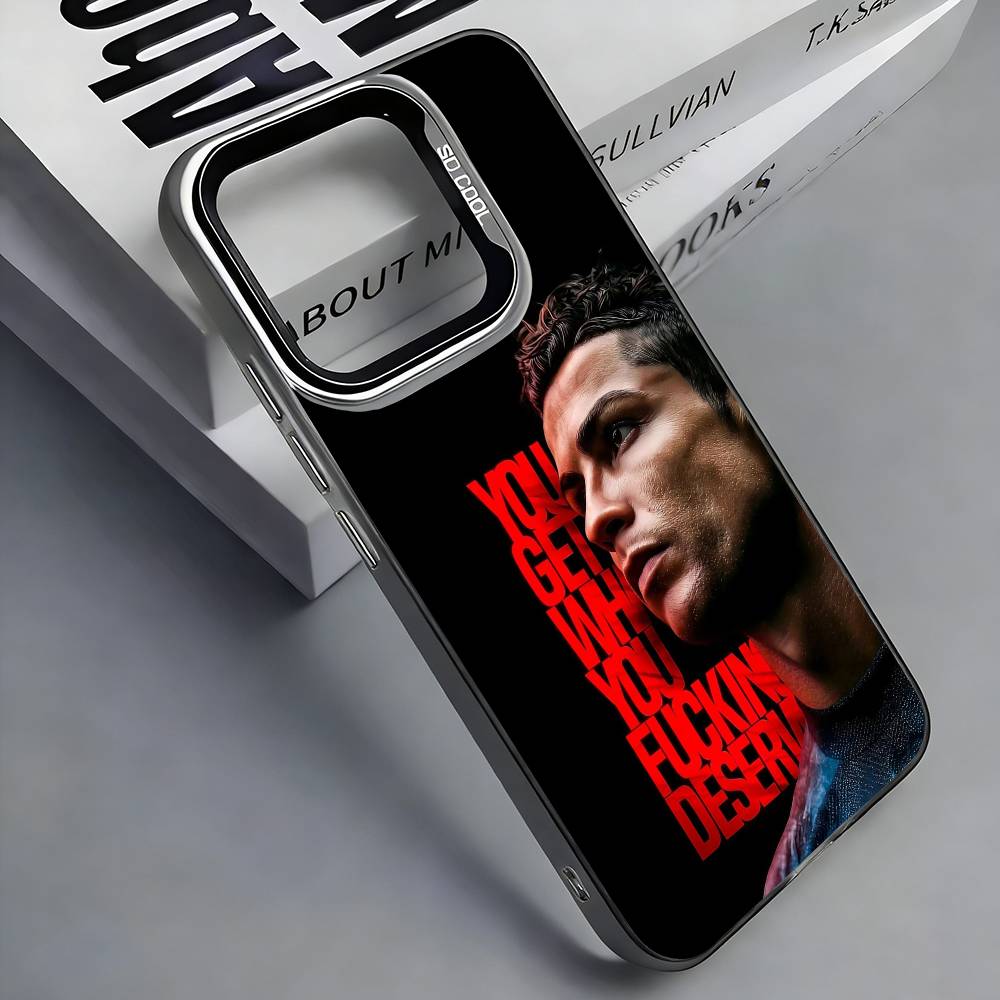 C-Cristiano R-Ronaldo Phone Case For iPhone 17, 16,15,14,13,12,11 Plus,Pro Max, Colorful Silver Funda Cover