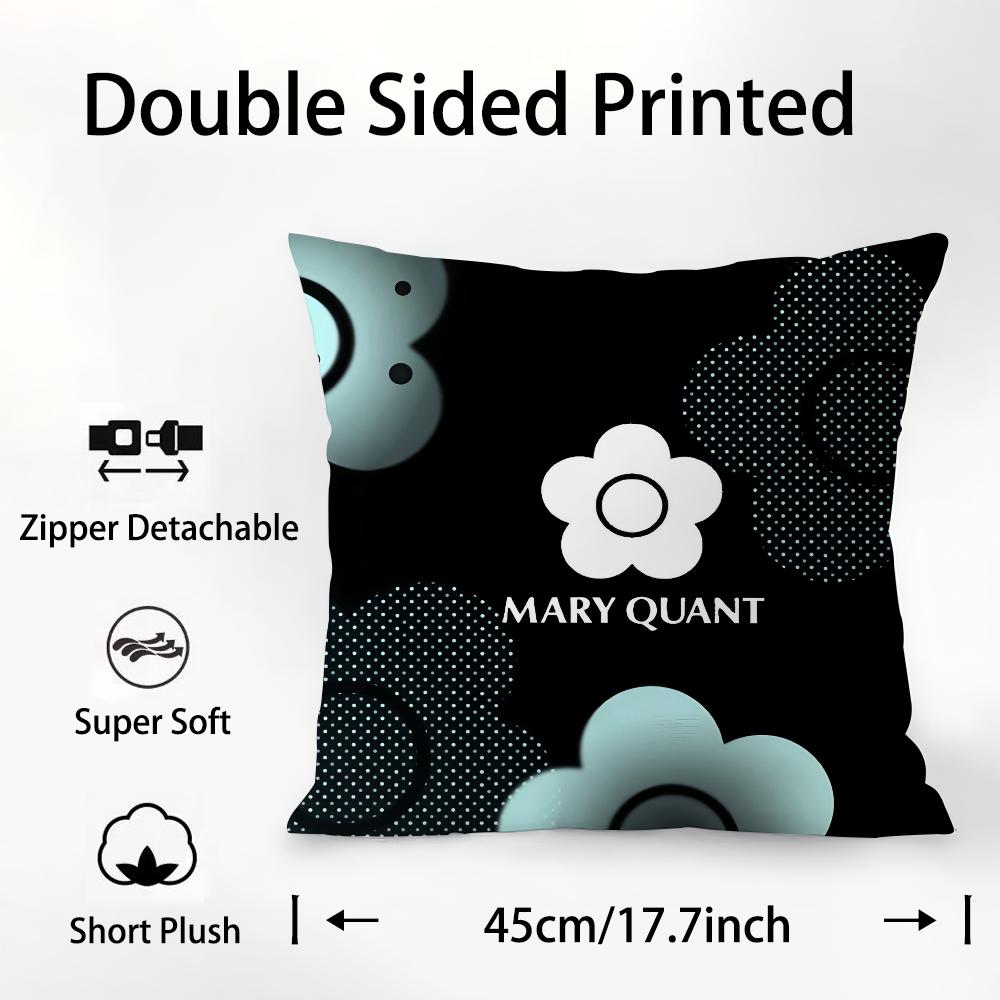 Fashion M-Mary-Q-Quant Pillow Case Plush Fabric Soft Double Sided Print Sofa Cushion Cover Throw Pillow Covers