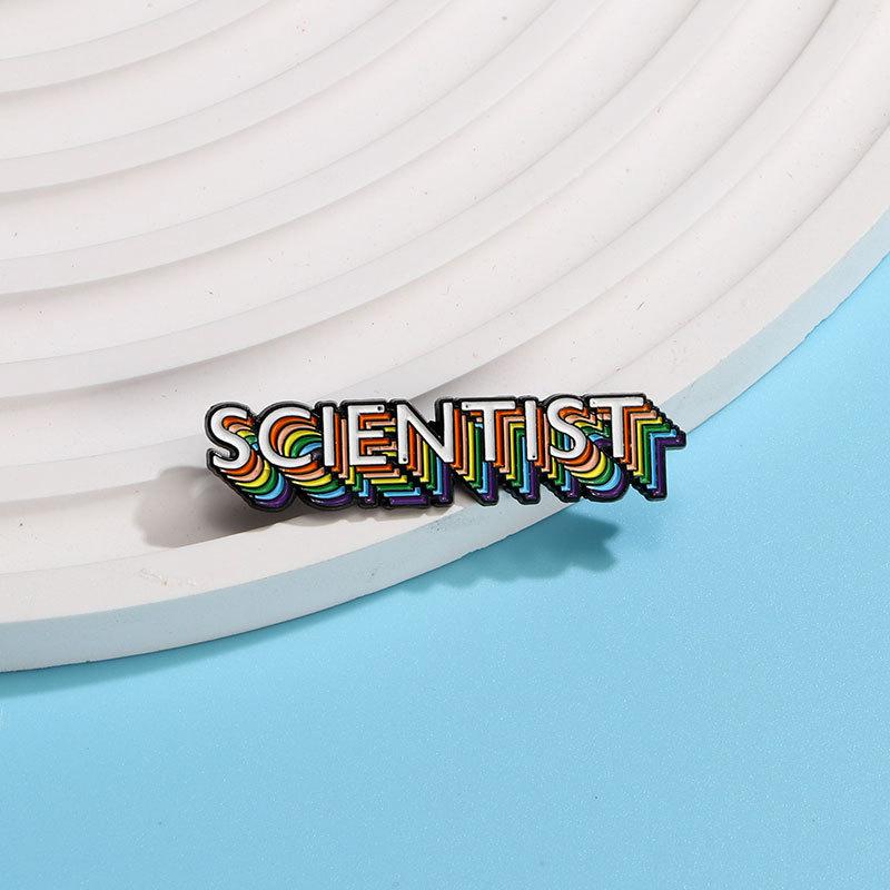 New Crossborder Color English Word Scientist Brooch Enamel Badge Pin Decorative Accessory For Scientist Backpack Clothing