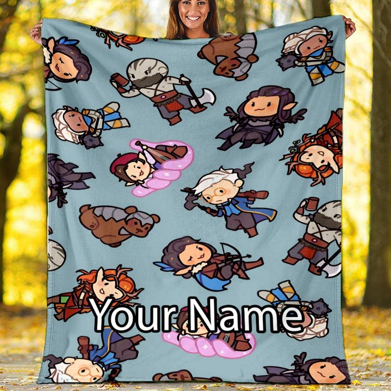 Custom Name Vox Machina Theme Printed Blanket - Perfect for Couch, Bed, Travel & Outdoor Use | Machine Washable, Cozy & Durable.