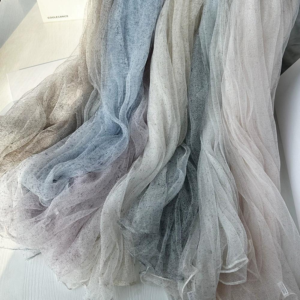 10% Seidenschal für Damen Farbverlauf Sonnenschutz Stola Vielseitig Dünn High-End-Feeling Wickeltuch Retro Gazeschal für Damen