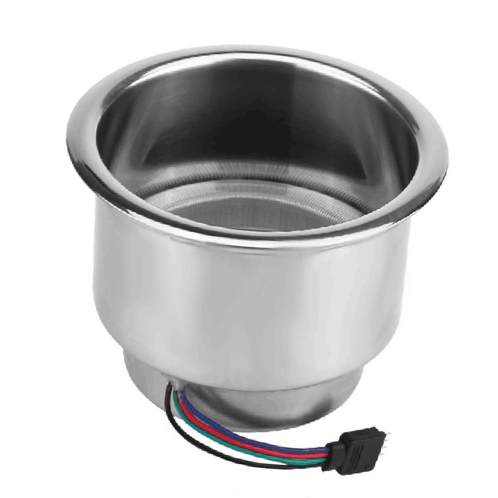 Cup Holder RGB LED Light Drink Cup Holder Remote Control Stainless Steel for Marine Boat Car Truck R
