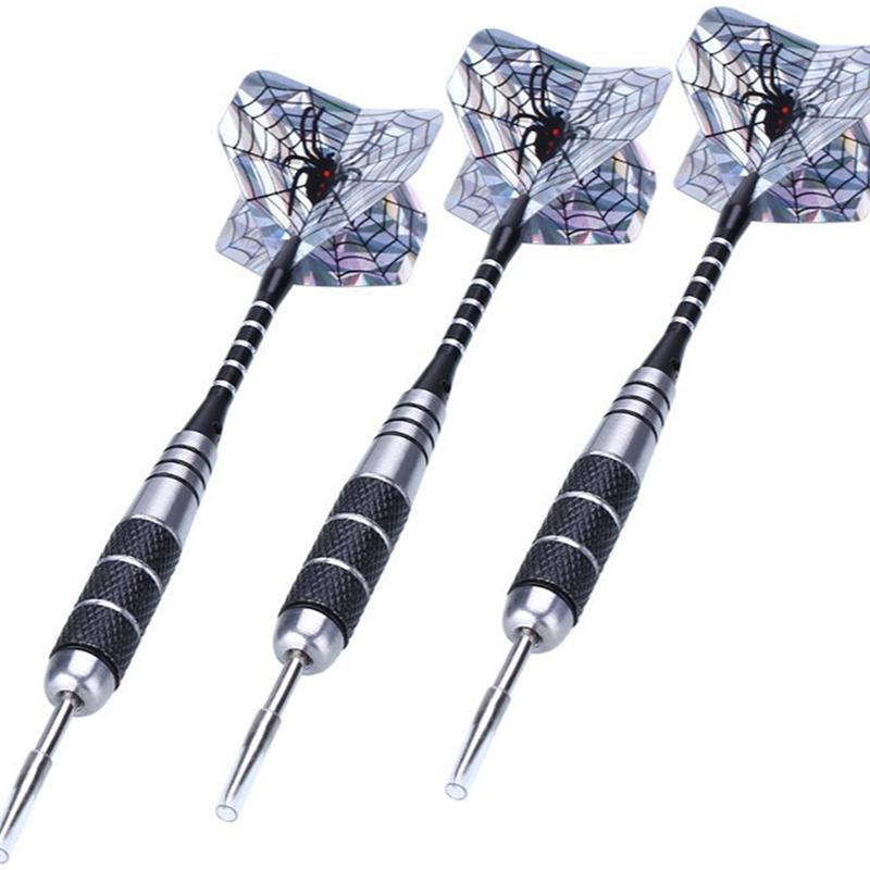 Set da 3 pezzi di dardi in metallo di alta qualità in ferro inossidabile 22G Allenamento da competizione Asta in alluminio nero Aletta laser Intrattenimento