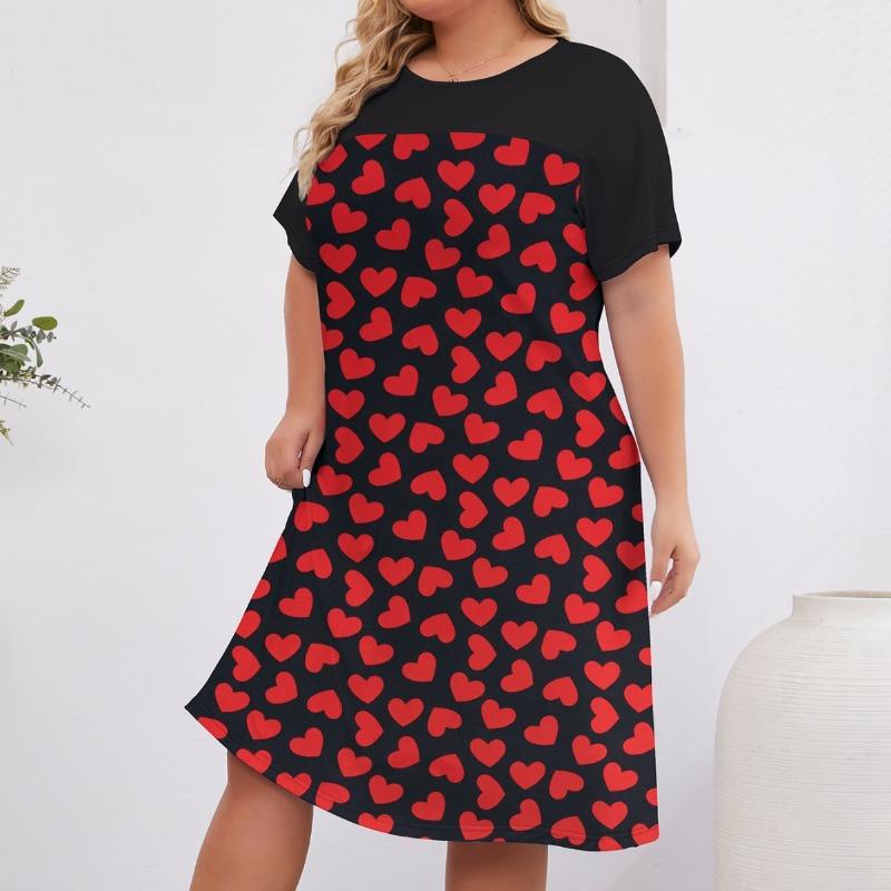 Dámská noční košile Summer Lehká ležérní Love Print Pyžamo s krátkým rukávem