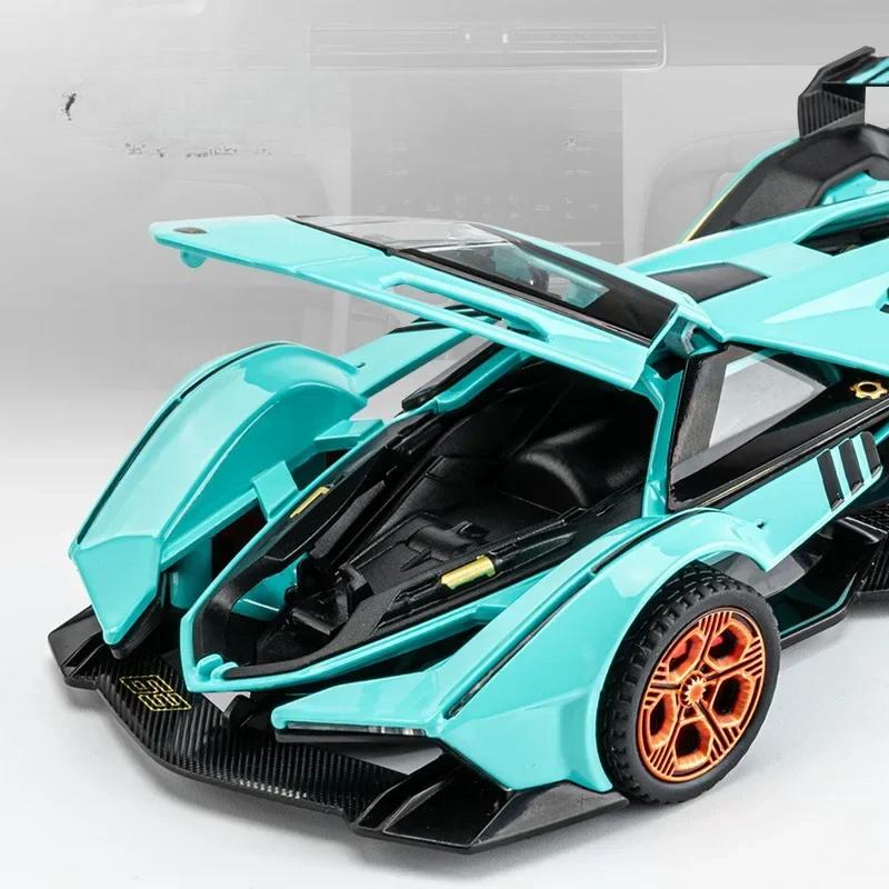 1/32 Lamborghini V12 Sportsbil Simulering Støpt Metalllegering Modellbil Lyd Lys Trekk Tilbake Samling Leketøy Gave A655