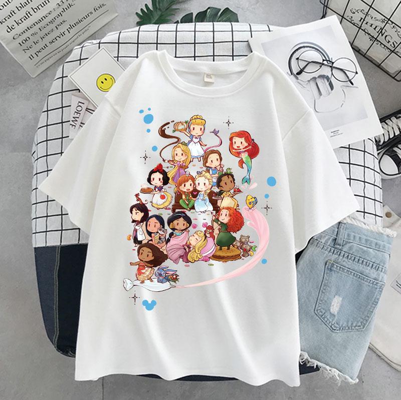 Princess Party Printed Cartoon Cute and Fun Short Sleeve Ladies Tops Cute Tshirts for Summer in The 90s T Shirt