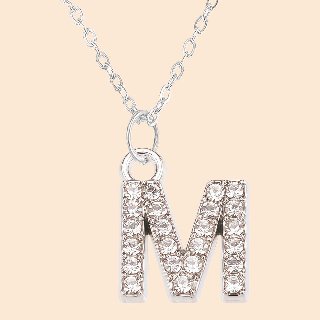 Shining Zircon A-Z Letter Pendant Necklace 26 Initial Alphabet Clavicle Chain For Women Valentine's Day Party Jewelry Gift