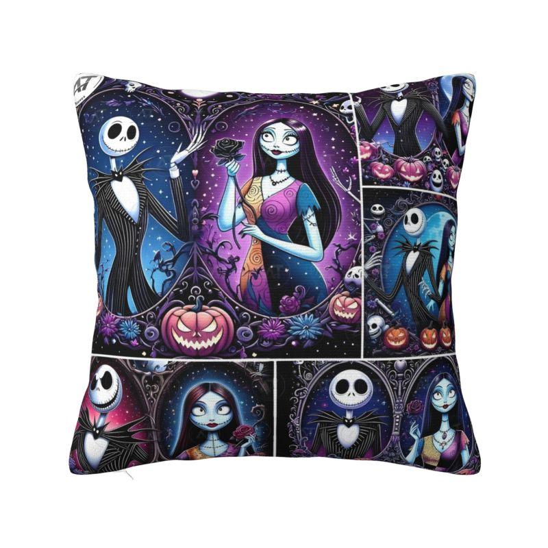 Custom Nightmare Before Christmas Pillow Case for Sofa Jack and Sally Luxury Cushion Cover Square Pillowcase