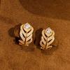 New Vintage Pure 925 Sterling Silver Pave Aaa Zircconia Peacock Feather Ear Buckles Earrings For Women Luxury Fine Jewelry