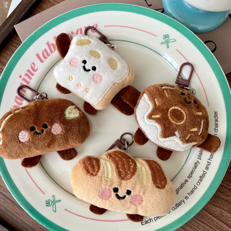 Cute Cartoon Donut Bread Plush Decoration Pendant Keychain Kawaii Simulated Food Stuffed Doll Backpack Pendant Accessories Gifts