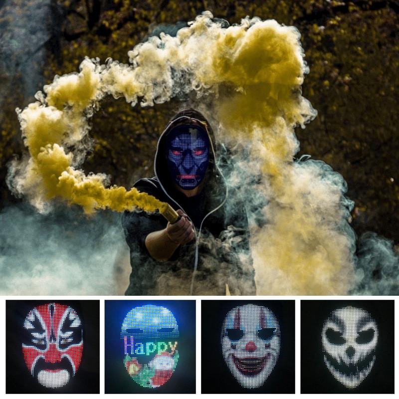 APP Display Full Color Bluetooth Luminous Mask Halloween Party Dance Bar LED Face Changing Prop
