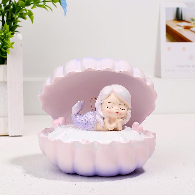 Ocean Princess Seashell Starlight Lamp Bedroom Mermaid Decor Desktop Ornament Birthday Gift