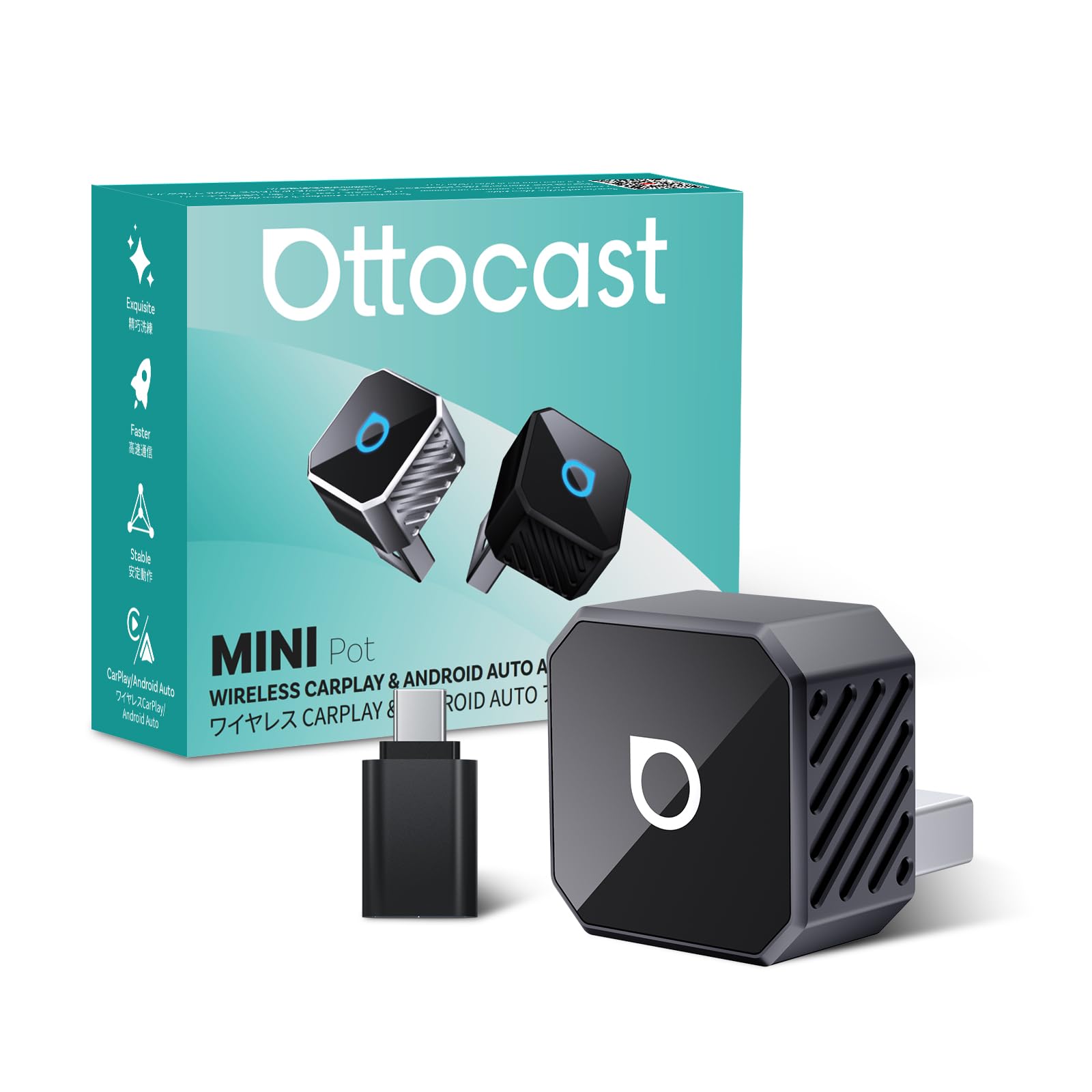 Ottocast Mini Pot Мини CarPlay Android Auto Беспроводной адаптер, Ottocast 2025, Car Play &