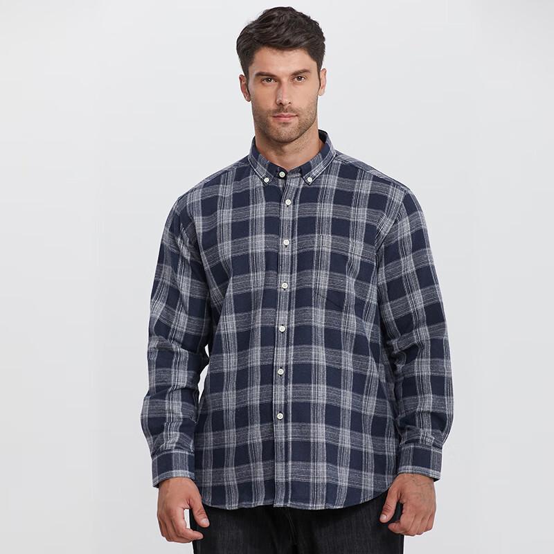 Men's Plus Size Brushed Plaid Long Sleeve Shirt