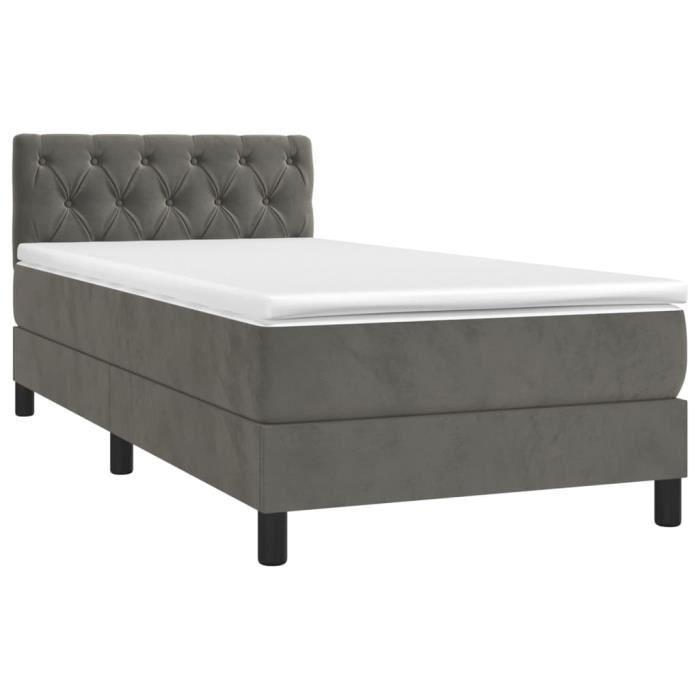 3141450 vidaXL Divan-lit Et Matelas Gris Foncé 80x200 Cm Velours