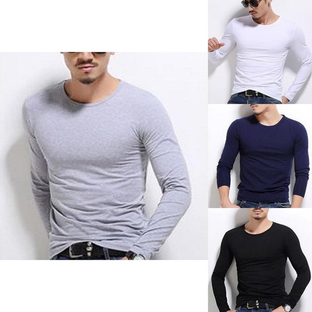 New Men's Long Sleeve Fashion Slim Fit Solid Color Sport Bottoming T-shirts Premium Quality And Superior Comfort