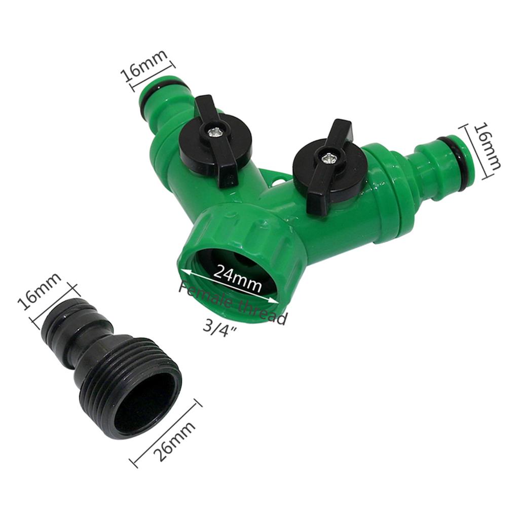 Garden Hose Quick Connectors Y-shaped Water Splitters 1/2" 3/4" Female Thread 2-Way Watering Valves Adjustable Switch Joint Kits
