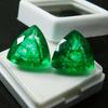 Natural COLOMBIAN Emerald Trillion Cut 17.58 Ct CERTIFIED Green Pair Gemstone