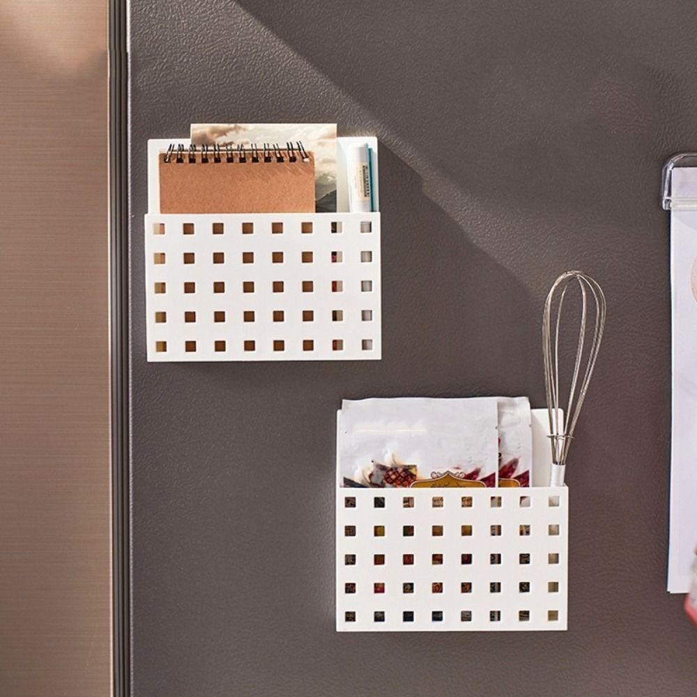 Plastic Magnetic Storage Box Wall Mounted Fridge Shelf Practical Pen Holder  Kitchen
