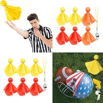 Challenge Flag with Whistle for Football Game Referee Flag Football Penalty Flags Party Accessories Tossing Flags