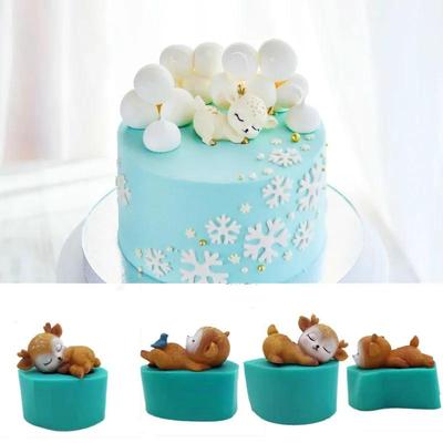 Molde de Silicona con Forma de Ciervo Sika Lindo Mascota Pastel Chocolate Resina Molde 3D Ciervo Herramientas para Decorar Pasteles Molde para Jabón Vela