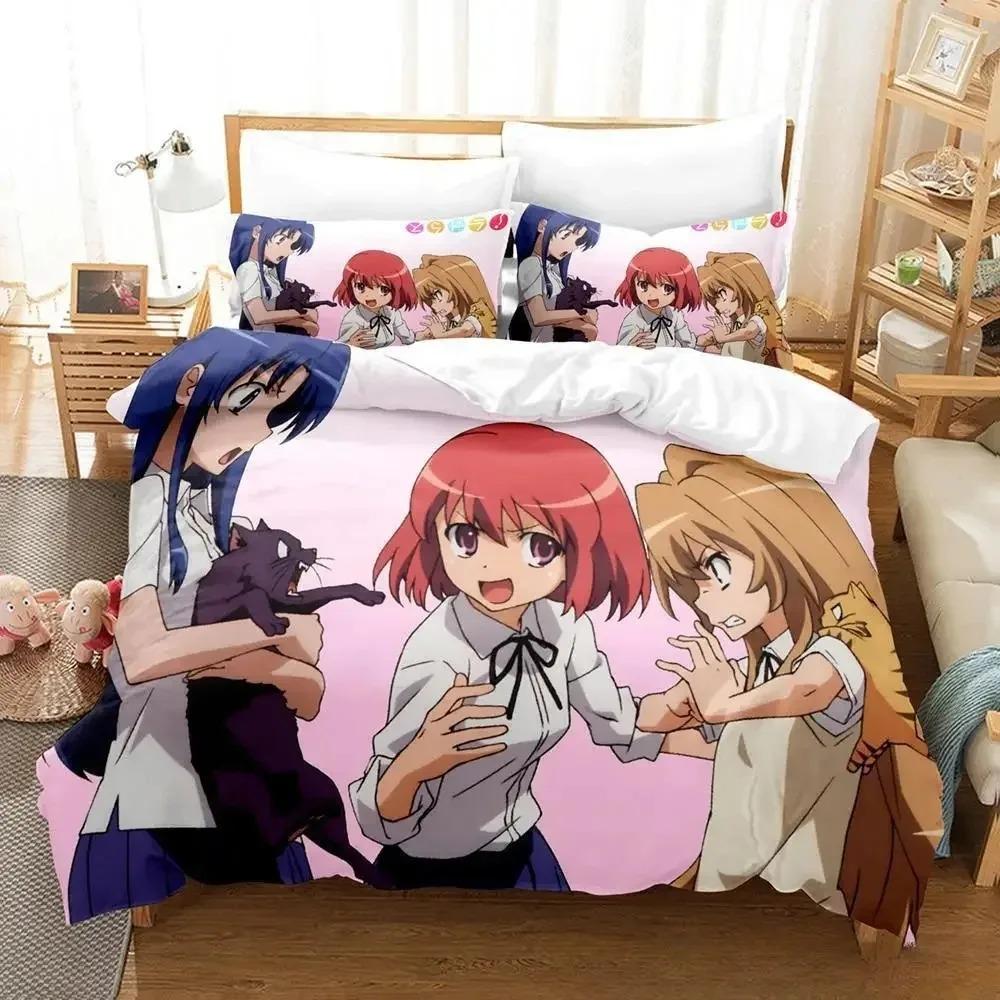 Toradora Bedding Set Single Twin Full Queen King Size Bed Set Adult Kid Bedroom Duvet Cover Sets 3D Print Anime Bed Sheet Set