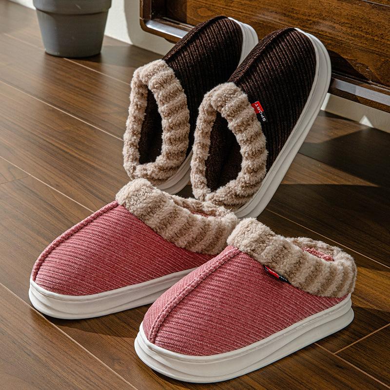 Winter Plush and Thick Cotton Shoes with Padded Heels for Men All Inclusive At Home for The Elderly Plush and Warm Shoes for Women Thick Soled
