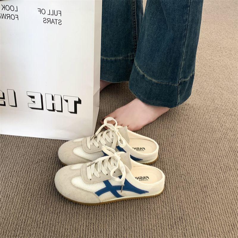 Baotou Half Slippers Women's Summer Wear New Mesh Breathable Little White Casual Sandals