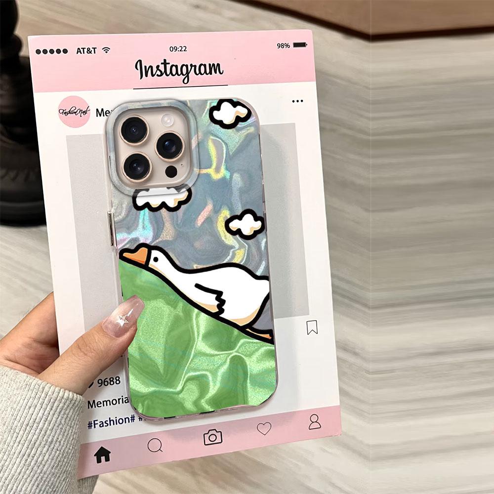 Cute Cartoon Duck Cat Phone Case Phone Case for Apple Iphone 16 15 14 Plus 13 Pro Max 7 16e SE 2022 Texture Hard Silicone Cover