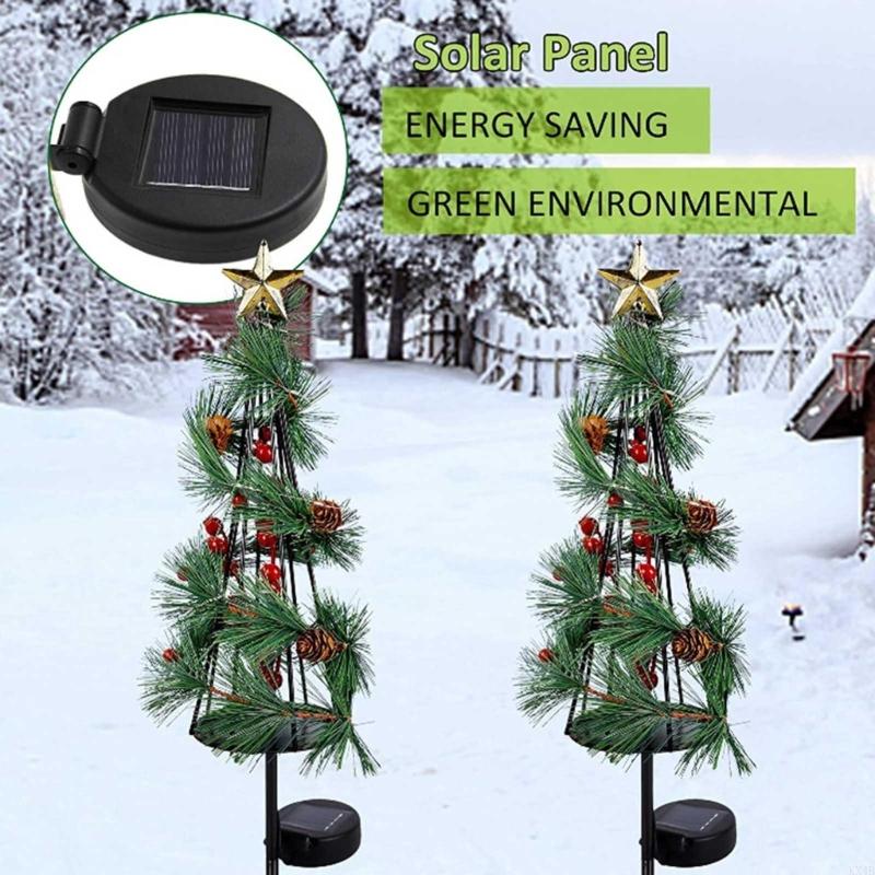 KX4B 2pcs Solar Christmas Tree Garden Stake Lawn Festival New Year Holiday Party China Mainland