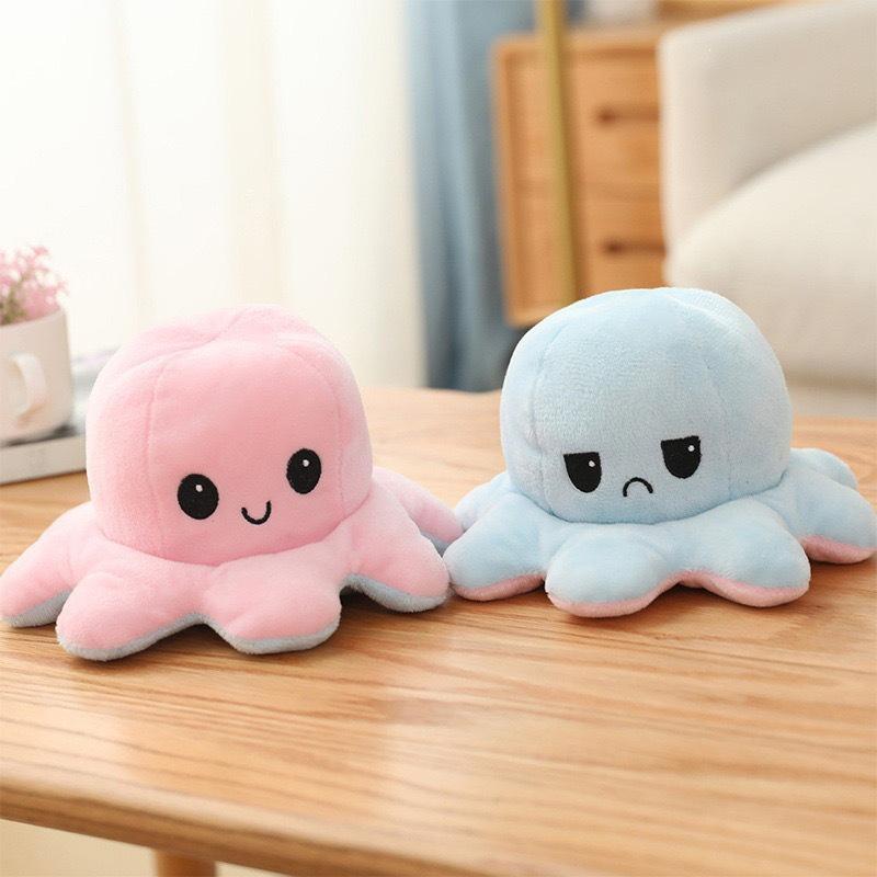 Reversible Cute Octopus Plush Toy - Expression Pillow & Birthday Gift for Girls