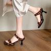 Fashion 2025 Fashion Leopard Platform Toe Block Heel Open-Toe Slides Chunky Summer Outdoor Bestseller Women's High Heel  Slippers