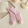Autumn Winter Warm Coral Fleece Bowknot Woman Socks Sweet Lolita Plush Middle Tube Socks Home Sleeping Floor Socks Cute Socks