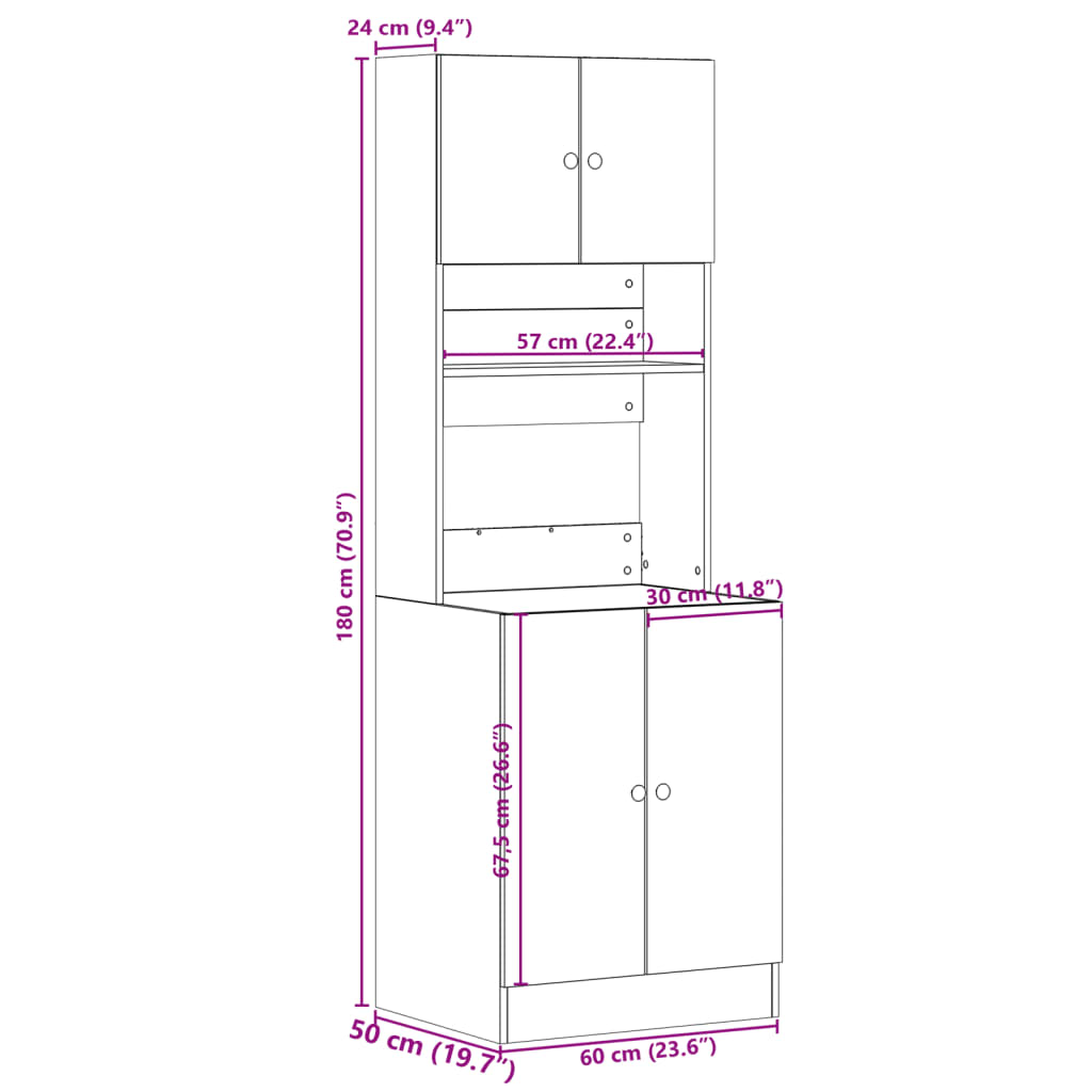 Mobile da Cucina Rovere Affumicato 60 x 50 x 180 cm Truciolato