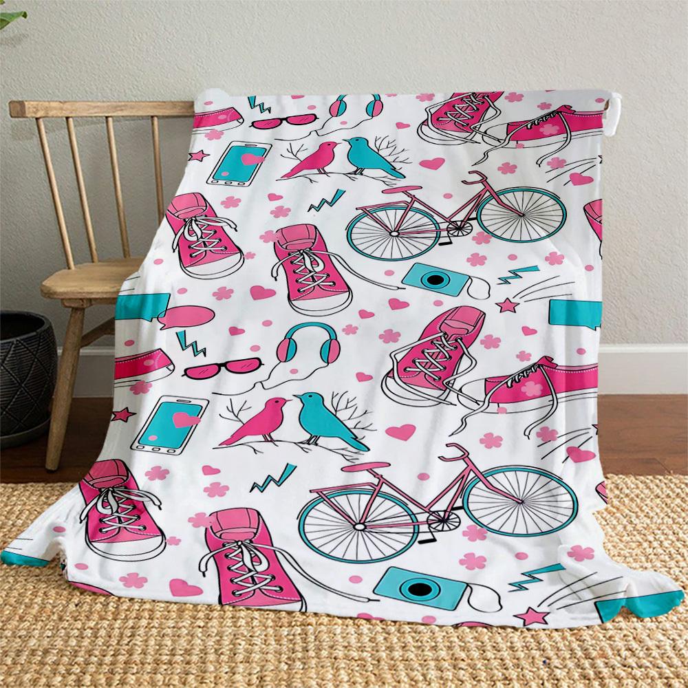 1pc shoes bike Outdoor Flannel Blanket Soft Warm All-Season Throw for Sofa Bed Car Camping Office, Cozy Gift Idea1233S