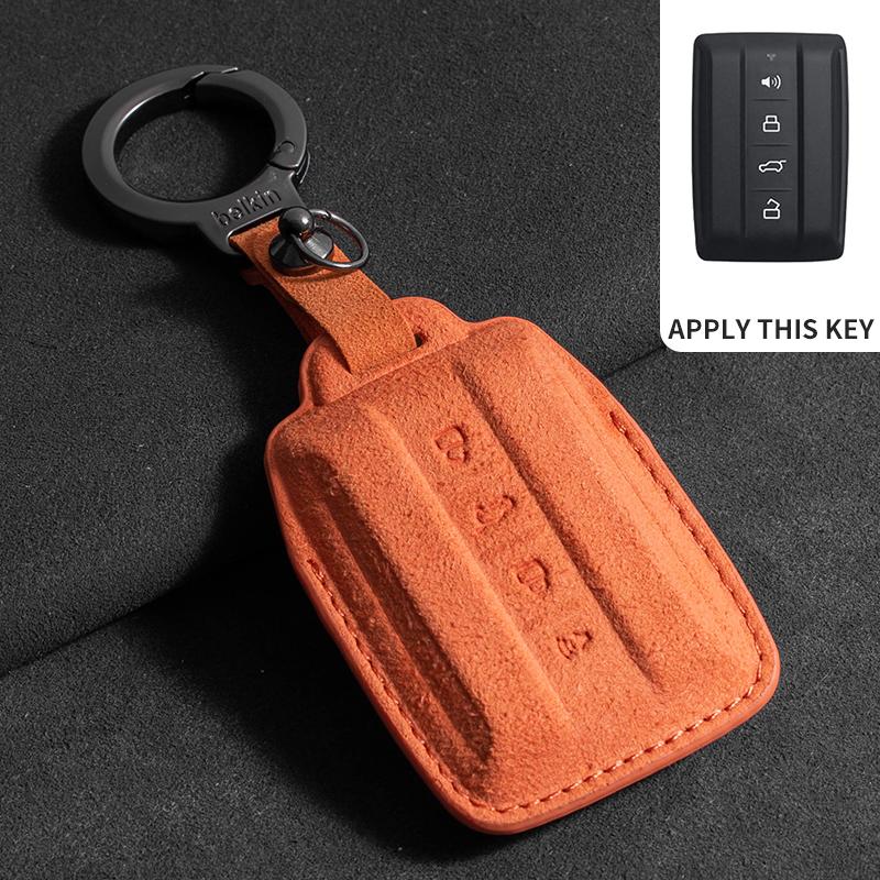 

For Geat Wall Gwm Wey Tank 300 400 500 700 Tank300 Tank400 Tank500 Hi4-T Suede Leather Car Smart Remote Key Case Cover Keychain