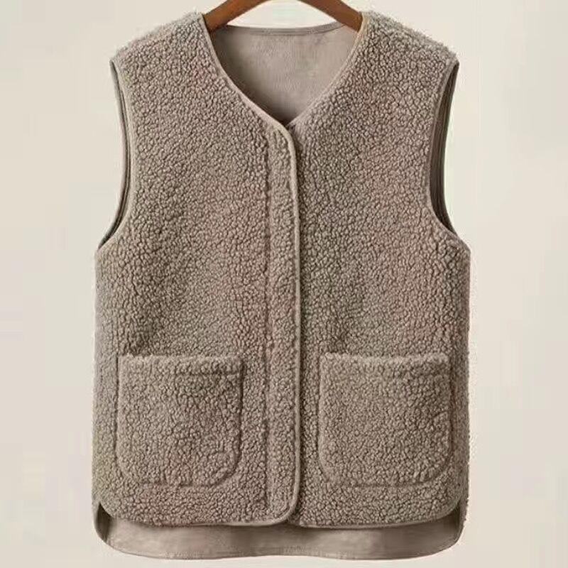 

Модные женские майки без рукавов с V-образным вырезом, свободные, элегантные, повседневные, кардиганы на молнии, жилет, большие размеры, новая осенне-зимняя одежда, однотонные, с карманами 6XL верблюд