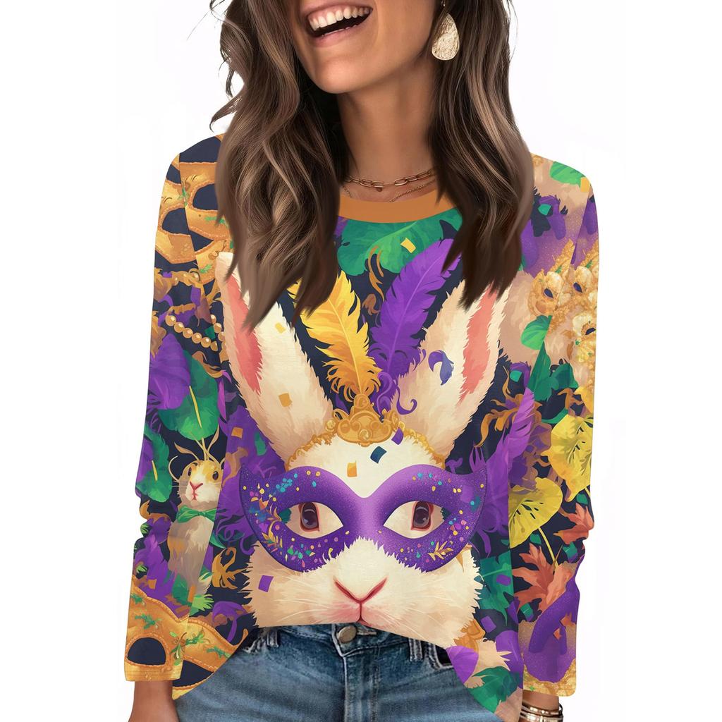 Long Sleeve Shirts For Women Cute Print Graphic Tees Blouses Casual Plus Size Basic Tops Pullover