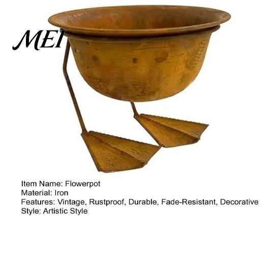 Sculptural Metal Flower Bowl Bird Foot Planter Bowl, Vintage Chicken Duck Paw Base Small Succulents Decorative Garden Flowerpot Pot, Rustproof